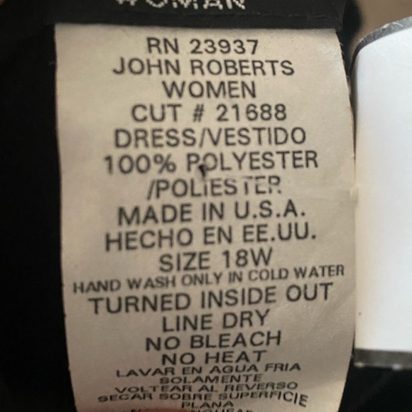 Vintage John Roberts Dress Women’s Size 18W NWT Black‎ Rose Print - Picture 7 of 12